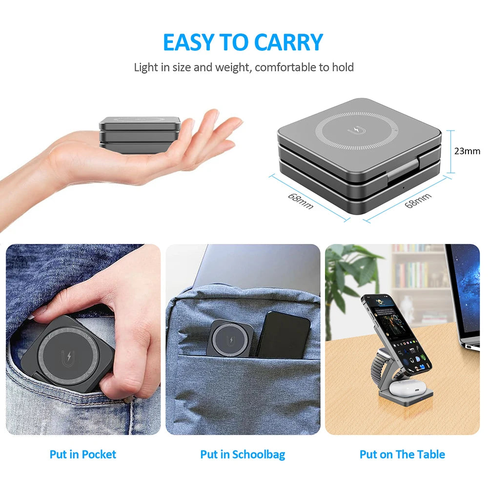 Foldable 3-in-1 MagSafe Travel Charger (USB-C)