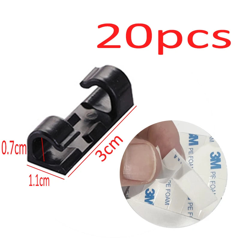 Cable Management Clips Kit (20-Piece, 3M Adhesive)