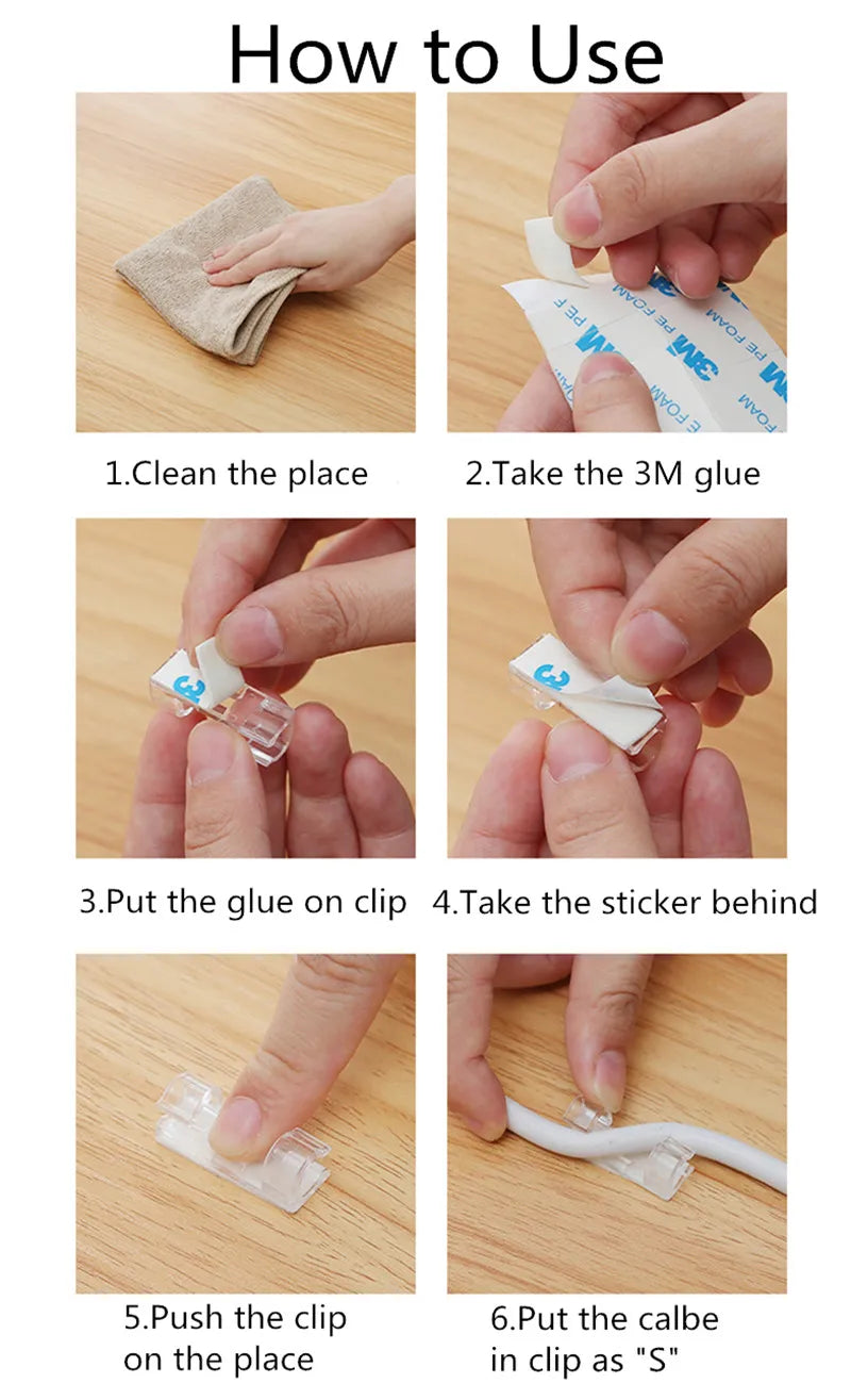 Cable Management Clips Kit (20-Piece, 3M Adhesive)
