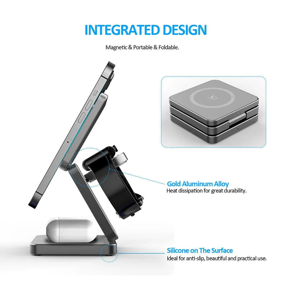 Foldable 3-in-1 MagSafe Travel Charger (USB-C)
